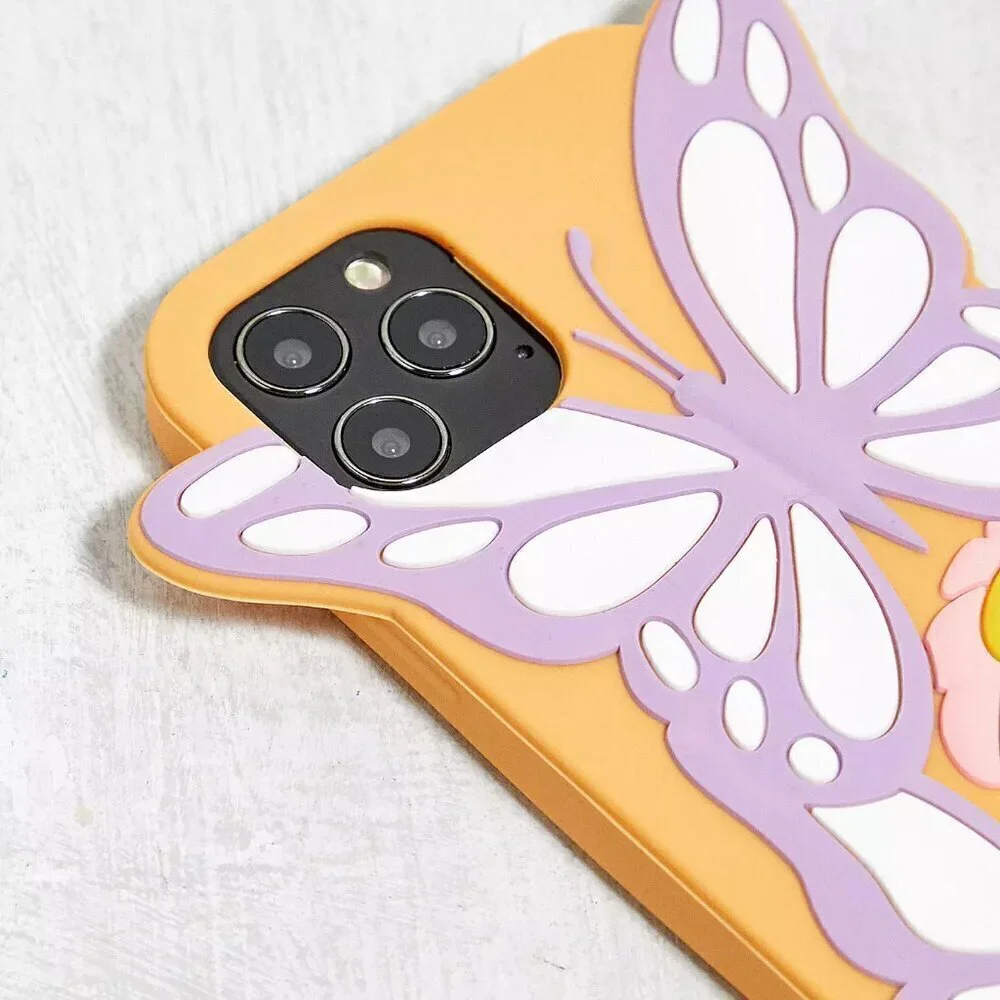 NWT UO Silicone Purple 3D Butterfly iPhone 12/12 Pro Cellphone Case
